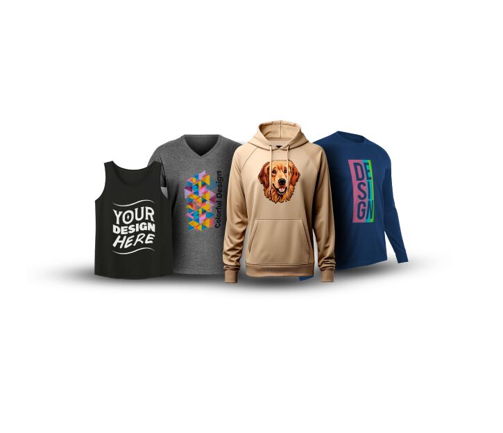 custom tees with vibrant, high-quality prints in various designs