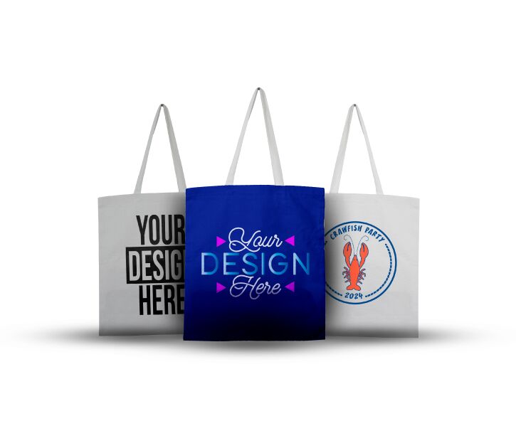 Personalized tote bags with three distinct designs