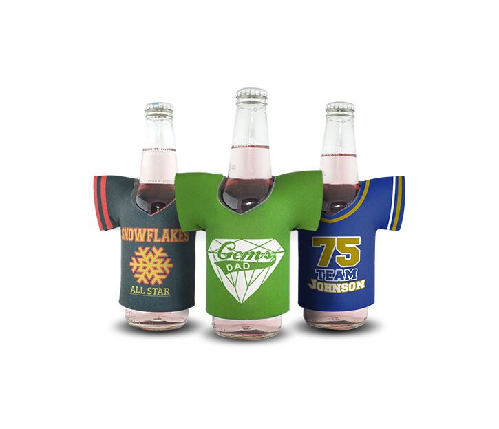 set of three custom jersey bottle with foam material sport design on them