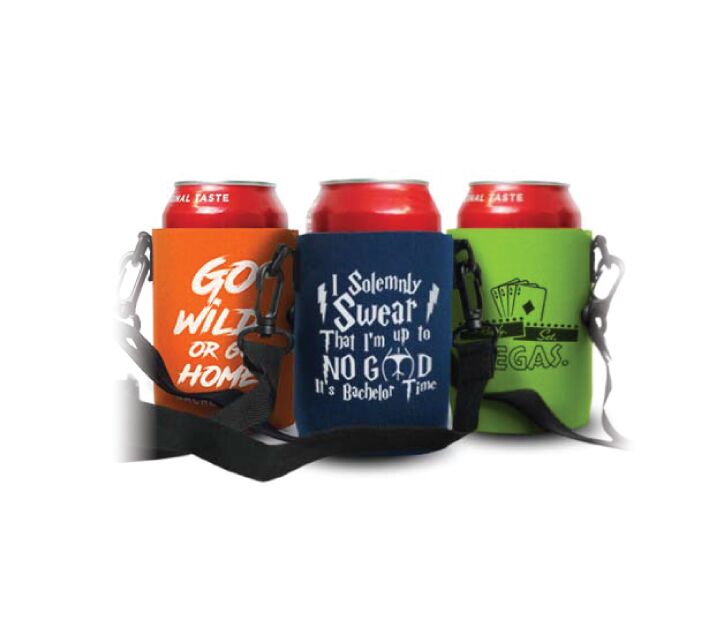 beer koozie necklace or neck strap beer coolie with a Las Vegas custom design