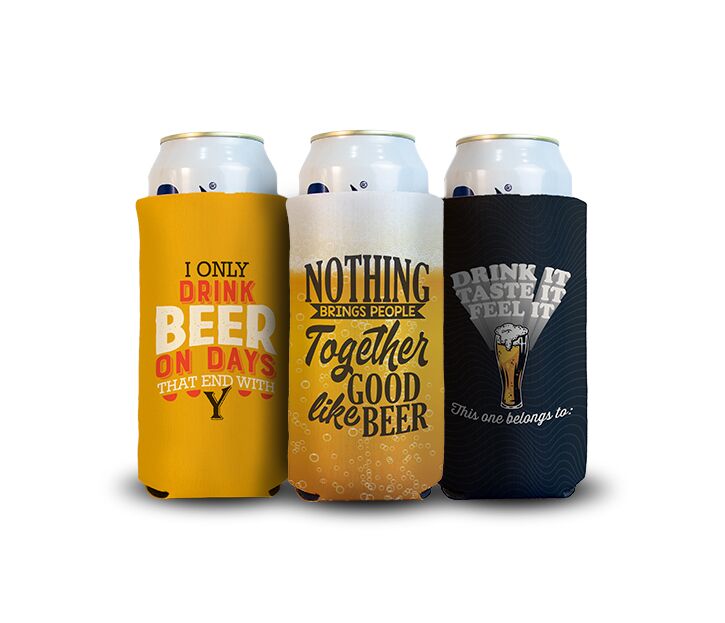 24 ounce beer koozie with custom bar design on them, can cooler for tall drinks